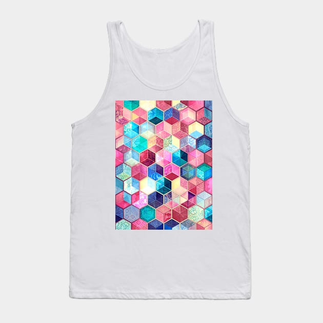 Topaz & Ruby Crystal Honeycomb Cubes Tank Top by micklyn